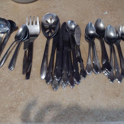 Collection of Stainless Flatware and Kitchen Utensils