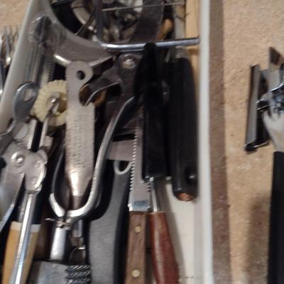 Collection of Stainless Flatware and Kitchen Utensils