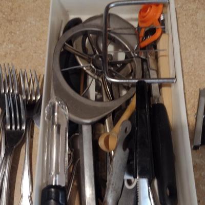 Collection of Stainless Flatware and Kitchen Utensils
