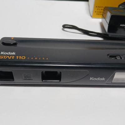 Two Kodak 110 cameras with pocket flash - Star 110 Camera and a Kodak Tele-style lite dual lens pocket camera