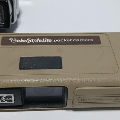 Two Kodak 110 cameras with pocket flash - Star 110 Camera and a Kodak Tele-style lite dual lens pocket camera