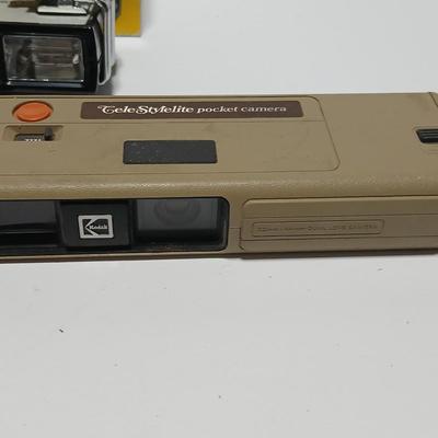 Two Kodak 110 cameras with pocket flash - Star 110 Camera and a Kodak Tele-style lite dual lens pocket camera