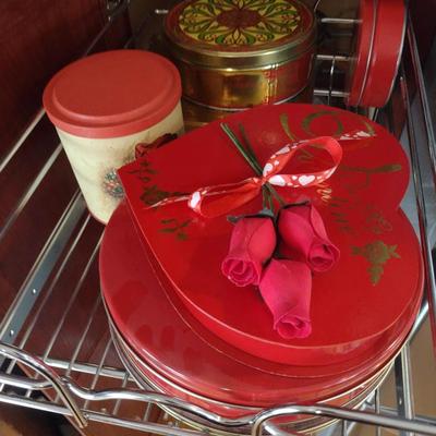Contents of Cabinet- Bakeware, Assorted Kitchen Items, Storage Tins, Jars, etc.