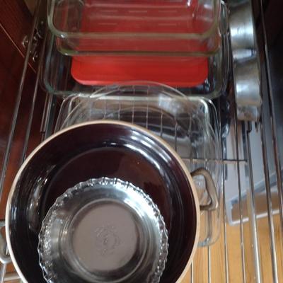 Contents of Cabinet- Bakeware, Assorted Kitchen Items, Storage Tins, Jars, etc.