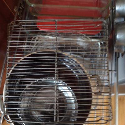 Contents of Cabinet- Bakeware, Assorted Kitchen Items, Storage Tins, Jars, etc.