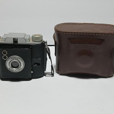 Vintage film camera 1940's Ansco Flash Clipper Camera with case