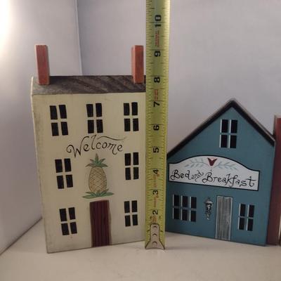 Four Bob Huffman Signed Folk Art Primitive Buildings