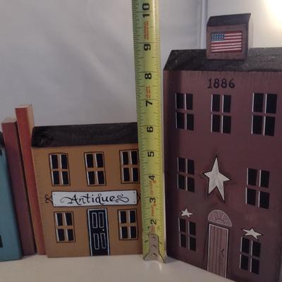 Four Bob Huffman Signed Folk Art Primitive Buildings