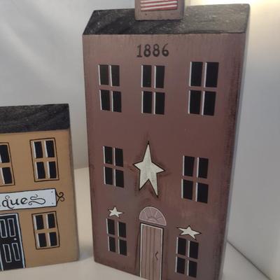 Four Bob Huffman Signed Folk Art Primitive Buildings