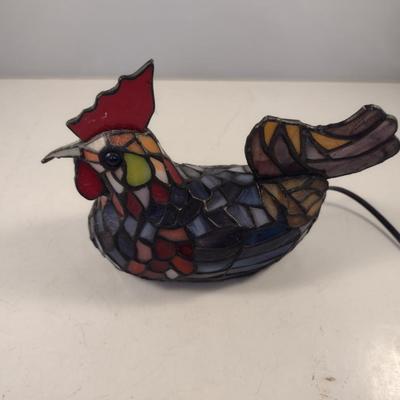 Stained Glass Rooster Design Lamp- Approx 8" Long, 6 1/4" Tall