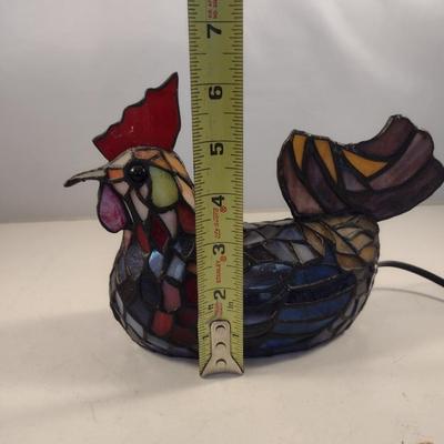 Stained Glass Rooster Design Lamp- Approx 8" Long, 6 1/4" Tall