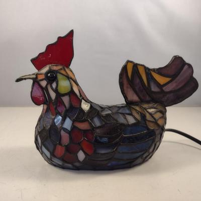 Stained Glass Rooster Design Lamp- Approx 8" Long, 6 1/4" Tall