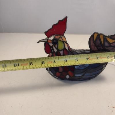 Stained Glass Rooster Design Lamp- Approx 8" Long, 6 1/4" Tall
