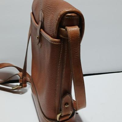 Vintage Dooney & Bourke Messenger Crossbody Bag British Tan Leather Buckle Lock