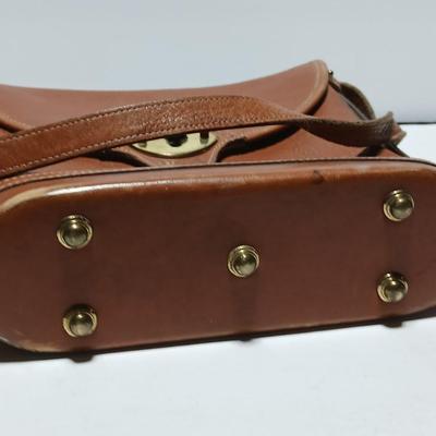 Vintage Dooney & Bourke Messenger Crossbody Bag British Tan Leather Buckle Lock