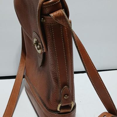Vintage Dooney & Bourke Messenger Crossbody Bag British Tan Leather Buckle Lock