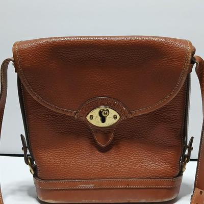 Vintage Dooney & Bourke Messenger Crossbody Bag British Tan Leather Buckle Lock