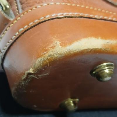 Vintage Dooney & Bourke Messenger Crossbody Bag British Tan Leather Buckle Lock