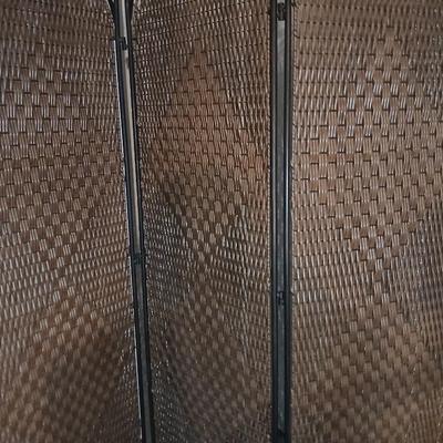Nice Wicker and iron three Panel folding Room Divider