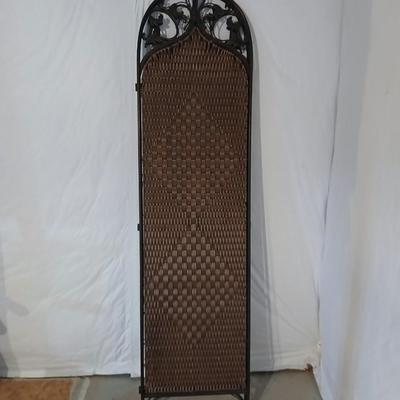 Nice Wicker and iron three Panel folding Room Divider
