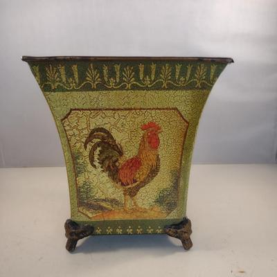 Metal Planter Box- Rooster Design- Approx 8" Tall