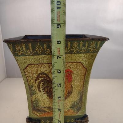 Metal Planter Box- Rooster Design- Approx 8" Tall