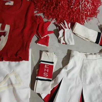 Vintage 1980's Eaton, Colorado High School Cheer outfits - skirts - shirts - pompoms - and more