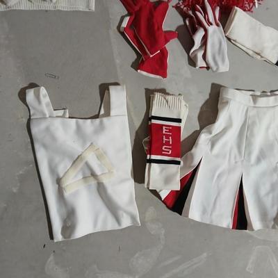 Vintage 1980's Eaton, Colorado High School Cheer outfits - skirts - shirts - pompoms - and more