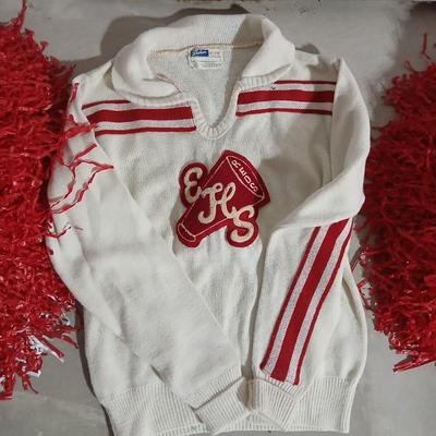 Vintage 1980's Eaton, Colorado High School Cheer outfits - skirts - shirts - pompoms - and more