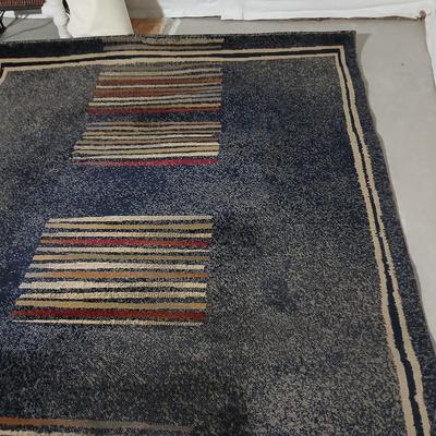 Jewel Stripes designed Navy blue 5'3" x 7'7" Area rug