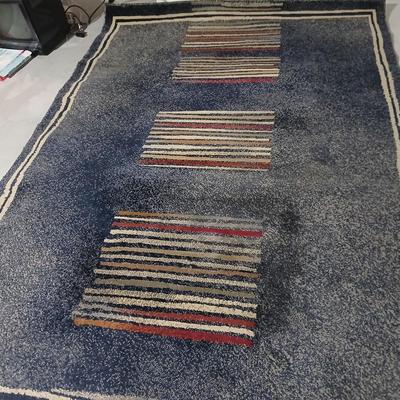 Jewel Stripes designed Navy blue 5'3" x 7'7" Area rug