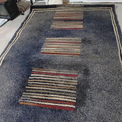 Jewel Stripes designed Navy blue 5'3" x 7'7" Area rug