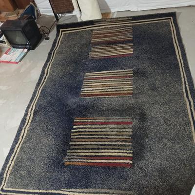 Jewel Stripes designed Navy blue 5'3" x 7'7" Area rug