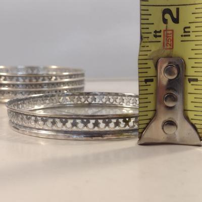 One Dozen Antique Sterling Silver and Glass Beverage Coasters- Approx 3" in Diameter