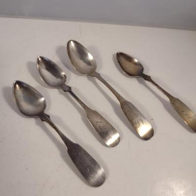 Four J. Peters & Co Early Coin Silver Spoons- Approx Weight 61 Grams