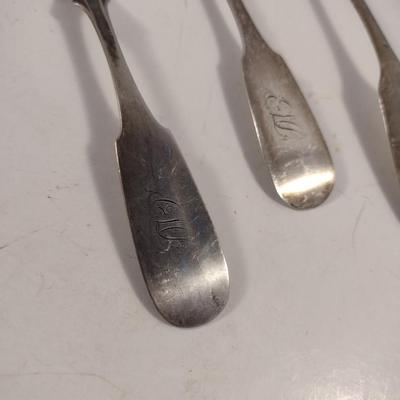 Four J. Peters & Co Early Coin Silver Spoons- Approx Weight 61 Grams
