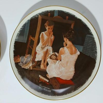 Two Gorham Norman Rockwell Collectible plates - Reflections on the Future and Missing tooth