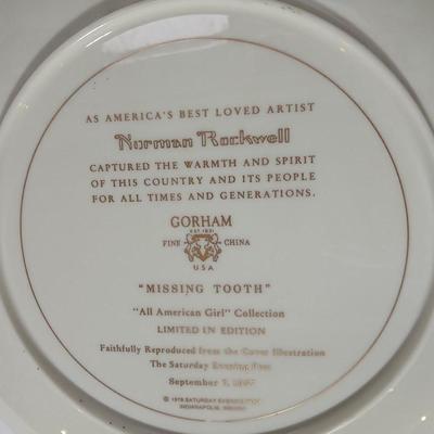 Two Gorham Norman Rockwell Collectible plates - Reflections on the Future and Missing tooth