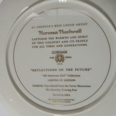 Two Gorham Norman Rockwell Collectible plates - Reflections on the Future and Missing tooth
