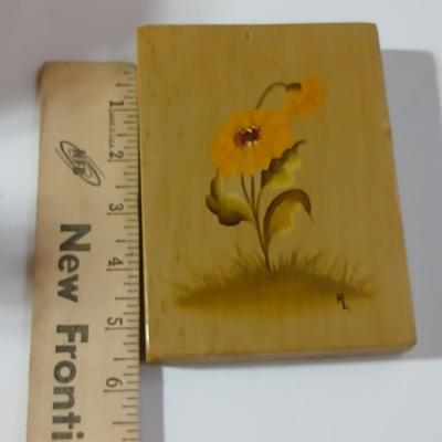Original paintings on wood and a vintage tole hand Painted metal pail and metal tray