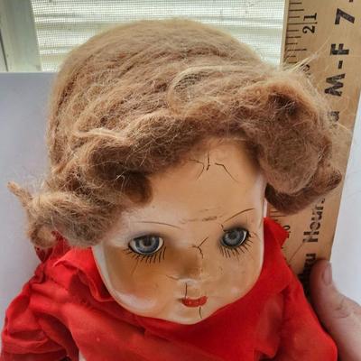 Vintage Composition Girl Doll Unmarked 17" Tall