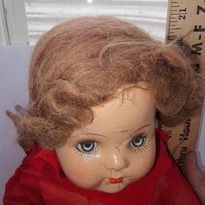 Vintage Composition Girl Doll Unmarked 17" Tall