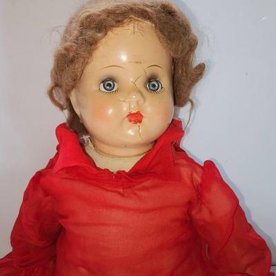 Vintage Composition Girl Doll Unmarked 17" Tall