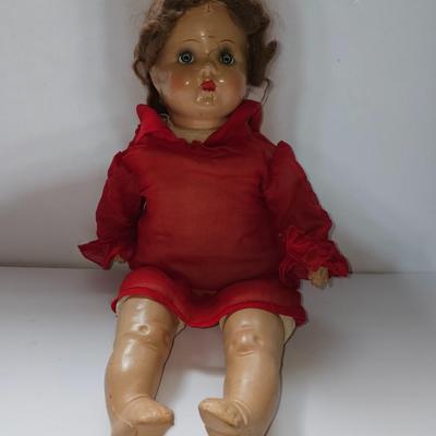 Vintage Composition Girl Doll Unmarked 17" Tall