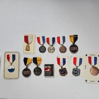 Variety of older Swimming medals - 12 total