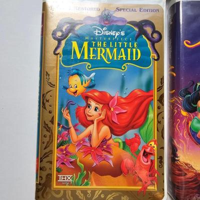 Panasonic Video Cassette Recorder VHS player VCR with an assortment of collectible Disney tapes