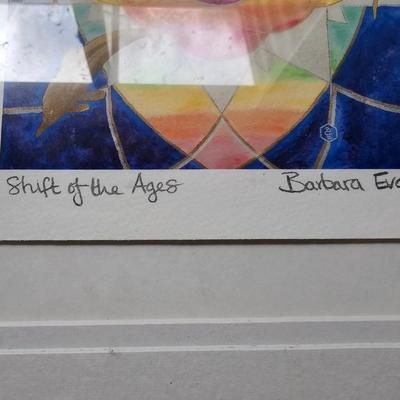 Framed original artwork of Barbara Evans "New Earth" and "Shift of the Ages" Crystal wings healing art