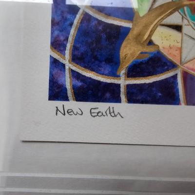 Framed original artwork of Barbara Evans "New Earth" and "Shift of the Ages" Crystal wings healing art