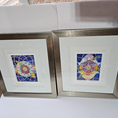 Framed original artwork of Barbara Evans "New Earth" and "Shift of the Ages" Crystal wings healing art