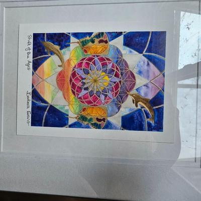 Framed original artwork of Barbara Evans "New Earth" and "Shift of the Ages" Crystal wings healing art